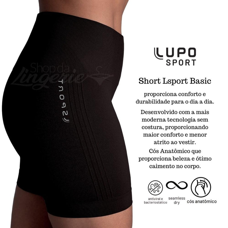 5 Shorts LSport Lupo Sem Costura Basic Cos Com Borda Interna Com Silicone Compressao Fitness