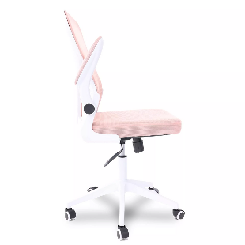 Cadeira de Escritório Flexy Way Branca Tela Mesh Rosa, Base Giratória e Sistema Relax