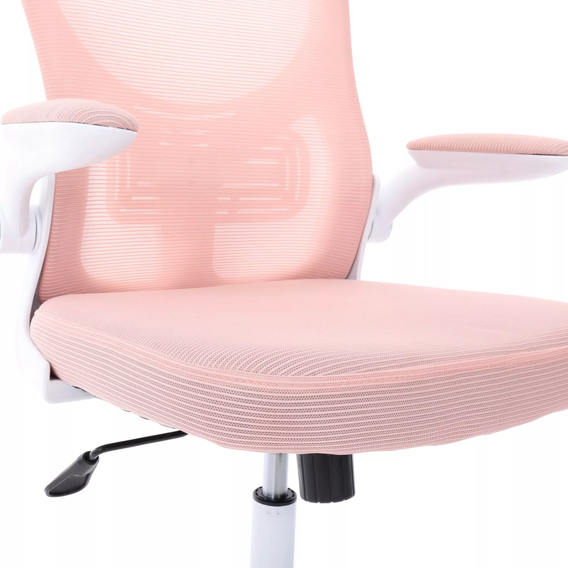 Cadeira de Escritório Flexy Way Branca Tela Mesh Rosa, Base Giratória e Sistema Relax