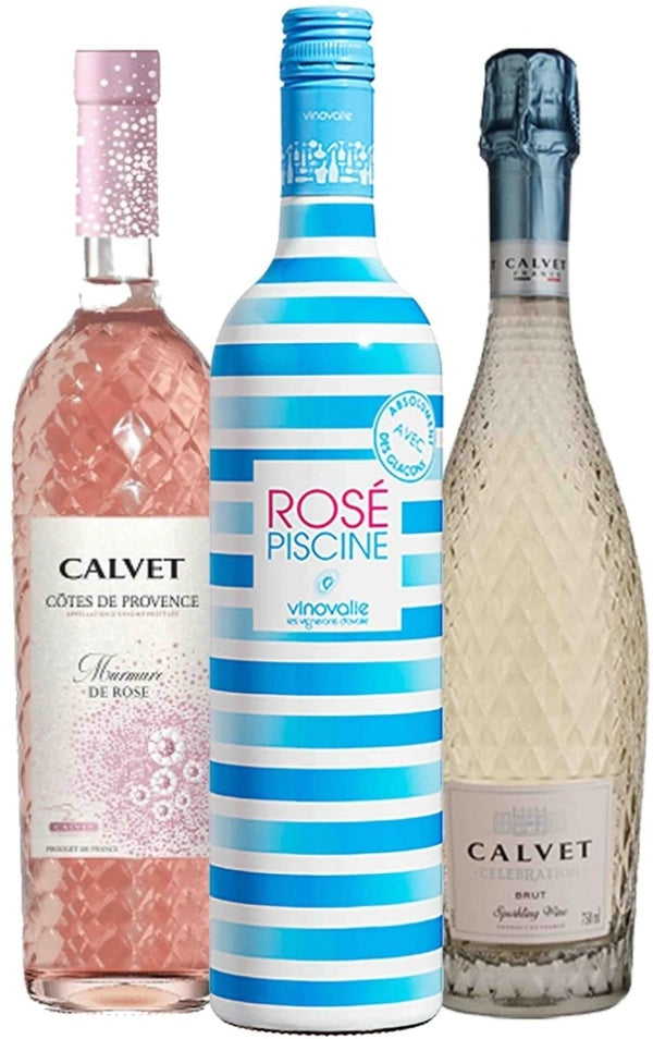 Trio Francês - Vinho Rosé Piscine + Espumante Calvet Celebration + Rosé Calvet Cotês